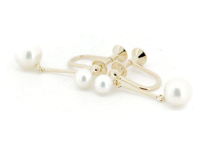 Pendientes de Perlas Mikimoto Au750 Dorado