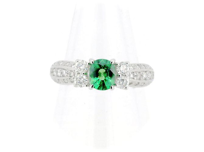 Autre Marque Diamantring mit grünem Granat Pt900