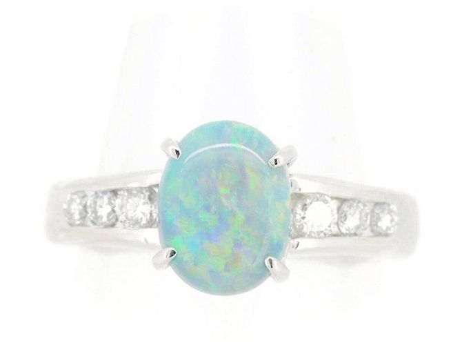 Autre Marque Pt900 Black Opal Diamond Ring