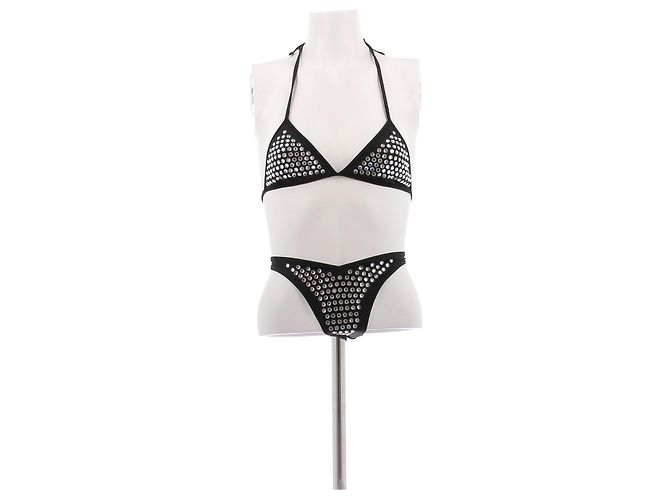 Chanel Costume da bagno a due pezzi con strass Nero