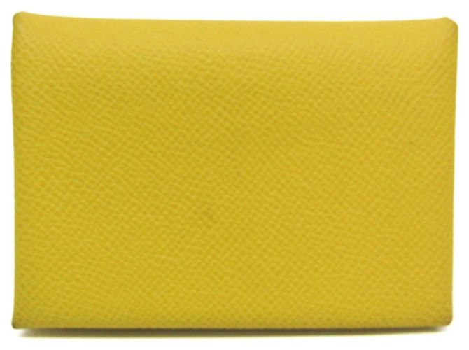 Hermès Hermes Calvi Duo Epsom Leather Card Case Yellow