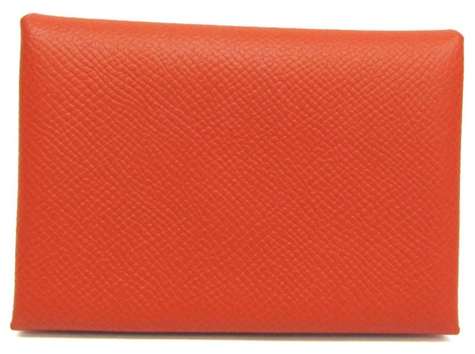 Hermès Hermes Calvi Duo Epsom Leather Card Case Brown