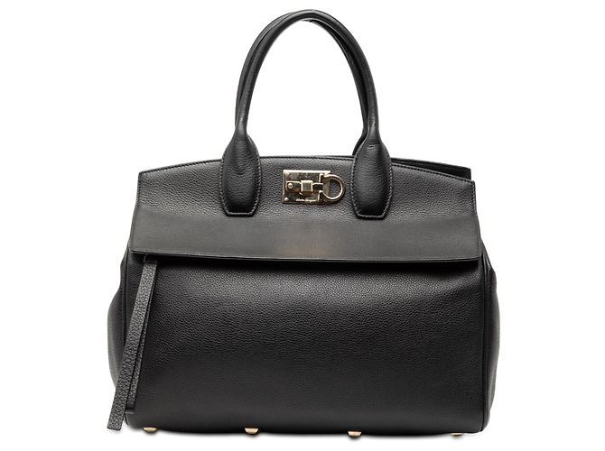 Salvatore Ferragamo Ferragamo Schwarze Leder Studio-Handtasche