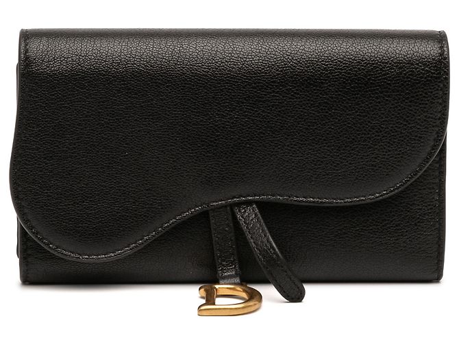 Dior Black Goatskin Saddle Long Wallet