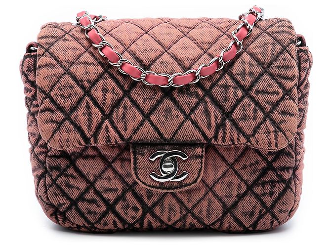 Chanel Pink Small Square CC Quilted Denimpression Single Flap