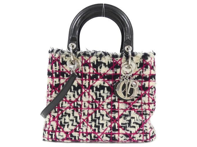 Bolso Lady Medium Christian Dior Negro Blanco