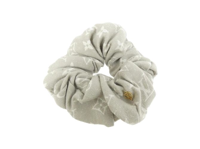 Scrunchie Louis Vuitton in denim jacquard Monogram Beige Crudo