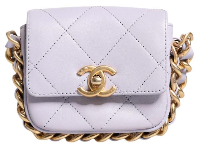 Wallet On Chain Bolsa de corrente mini Framing da Chanel Roxo
