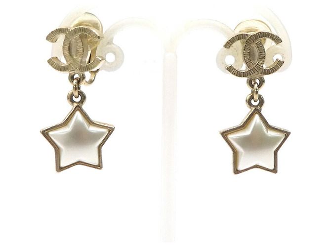 Boucles d'oreilles étoile Coco Mark de Chanel Doré Blanc cassé