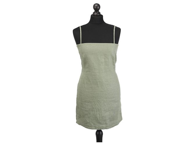 Autre Marque SIR. Ärmelloses Mini Kleid aus Leinen Khaki