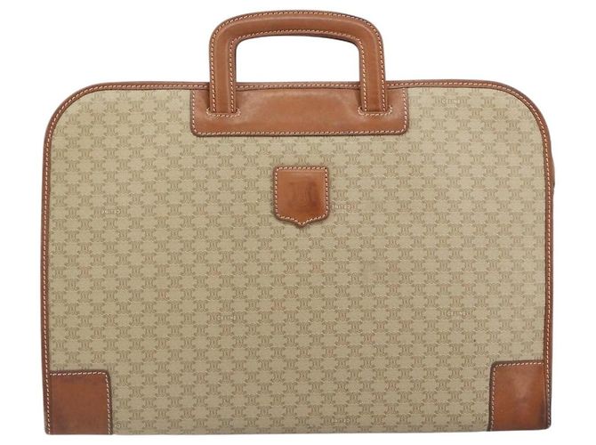 Céline Celine Vintage Macadam Canvas Beige
