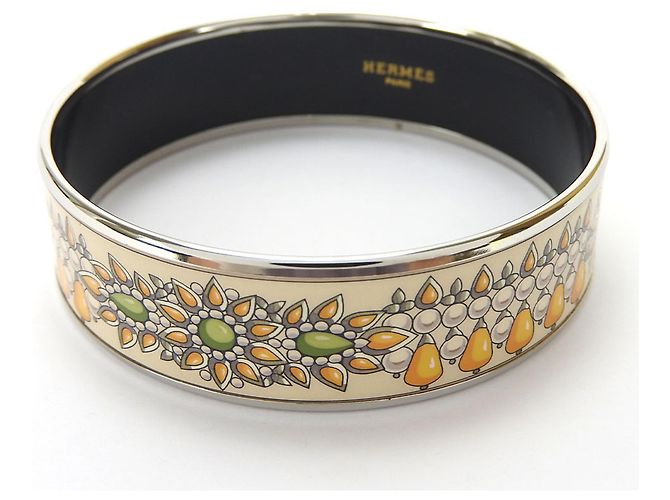 Pulseira Cloisonné Laranja e Prata Hermès