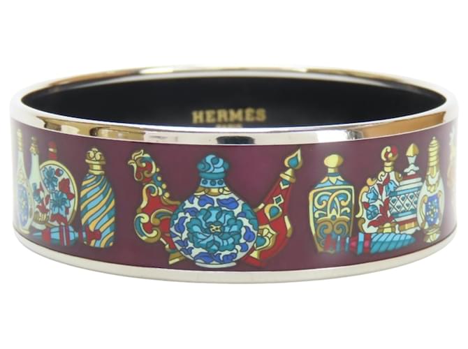 Hermès GM Emaille-Armband Silber Mehrfarben Bordeaux 