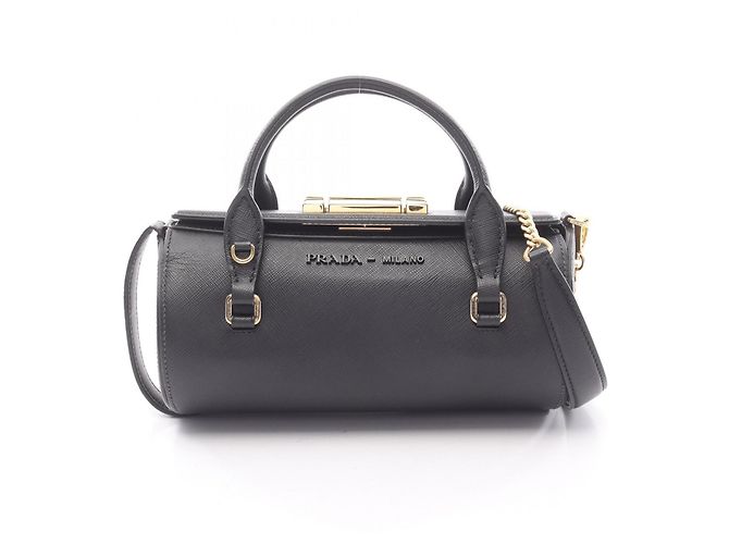 Sac à main en cuir Saffiano Prada Noir