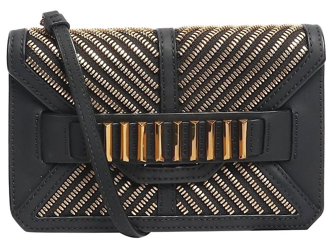 MCM Bolsa transversal preta com detalhes em zíper Preto