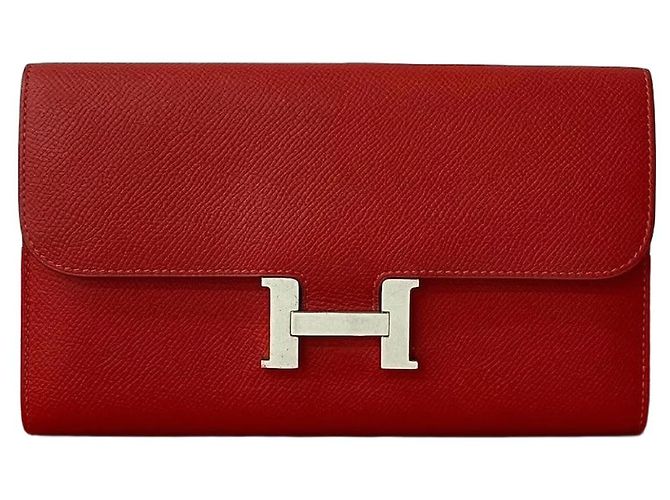 Cartera Long Constance de Cuero Epsom Hermès Roja