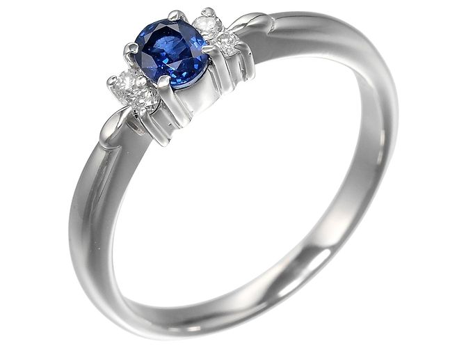 Autre Marque Pt900 Platinum Sapphire Diamond Ring Silvery