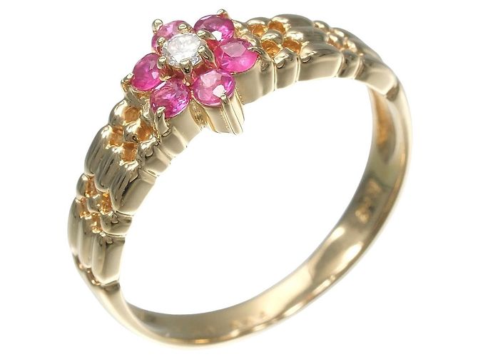 Autre Marque Au750 Ruby Diamond Ring Golden
