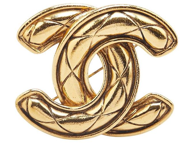 Timeless Chanel Matelassé Coco Mark Brosche Golden