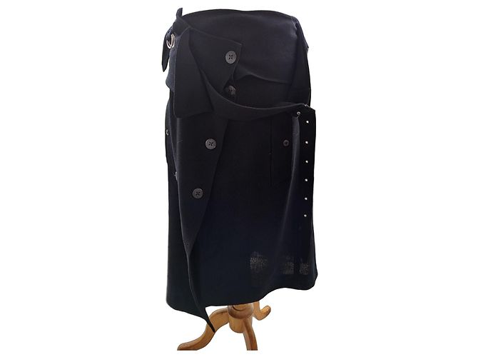 Falda asimétrica John Galliano de lana negra Negro