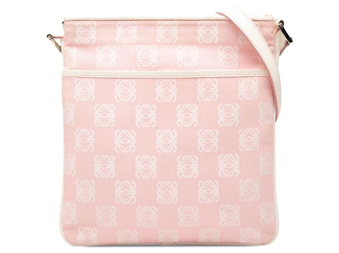LOEWE Bolsa de lona Anagram rosa com alça transversal