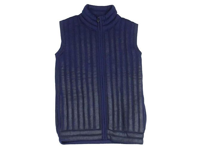 Ärmellose Chanel-Weste in Marineblau mit Stepp-Effekt