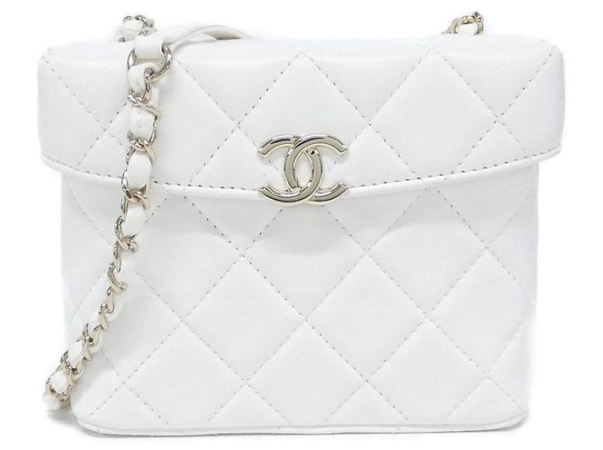 Bolsa de ombro de couro branco Chanel AS2877