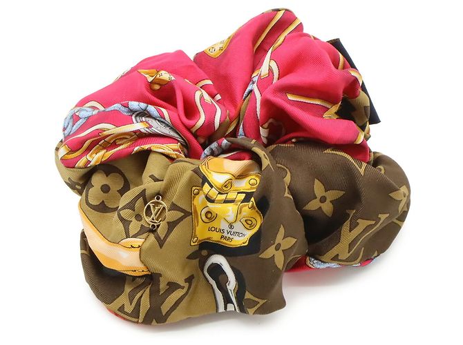 Scrunchie in seta Louis Vuitton Marrone Multicolore Fuschia