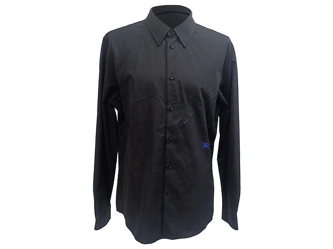 Camicia in cotone nero ricamata EKD di Burberry