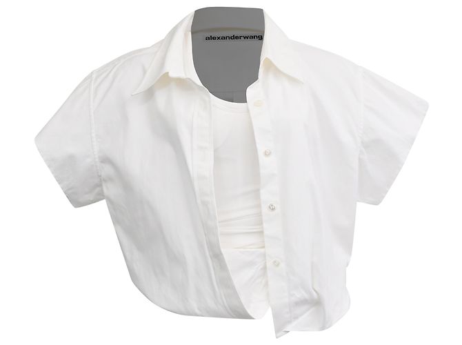 Blouse en jersey côtelé et superposé Alexander Wang en coton blanc