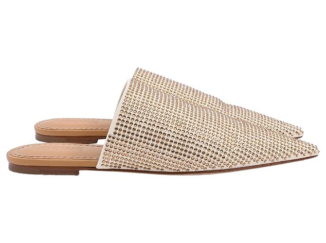 Mules à bout pointu en daim blanc ornées de strass Loewe