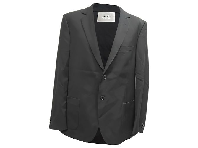Autre Marque Mr, P. Single-Breasted Blazer with Pockets in Black Wool