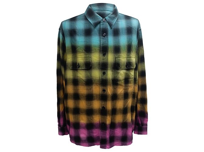 Céline Camicia in flanella a quadri tie-dye Celine in cotone multicolore