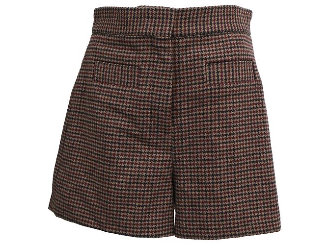 Sandro Houndstooth Shorts in Multicolor Wool Multiple colors