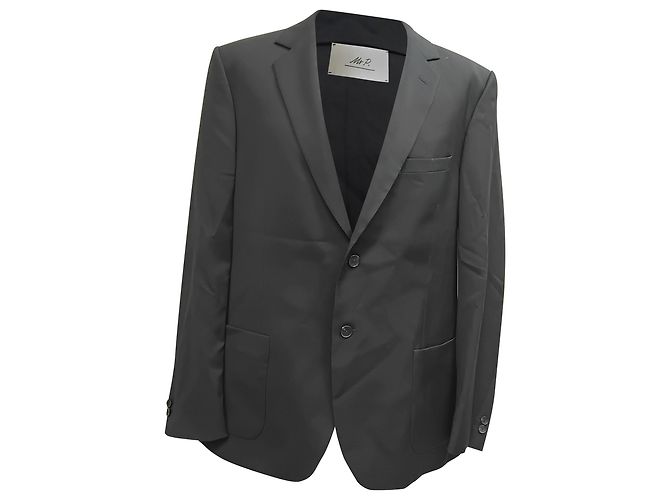 Autre Marque Mr, P. Single-Breasted Blazer with Pockets in Black Wool