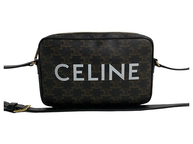 Céline CELINE Triomphe Messenger Bag, Medium, Genuine Leather, Shoulder Brown,