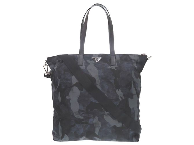 Prada Camouflage Nylon Navy Tote Bag