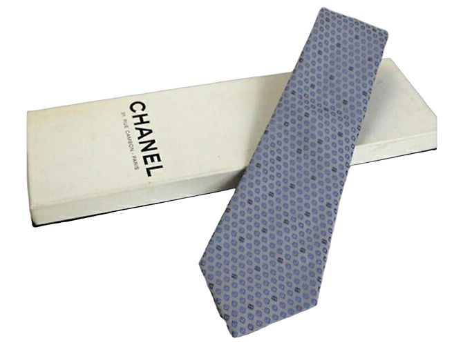 Chanel Silk Gray Ties Brown