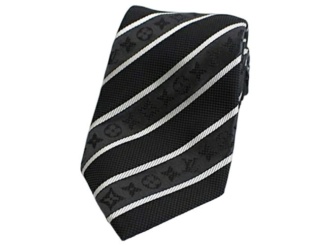 Corbata de seda Monogram Stripe LOUIS VUITTON para hombre Castaño