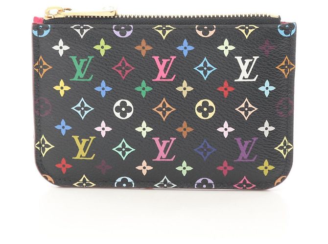 Billetera Pochette Cle de Louis Vuitton con monedero Negro Roja Multicolor