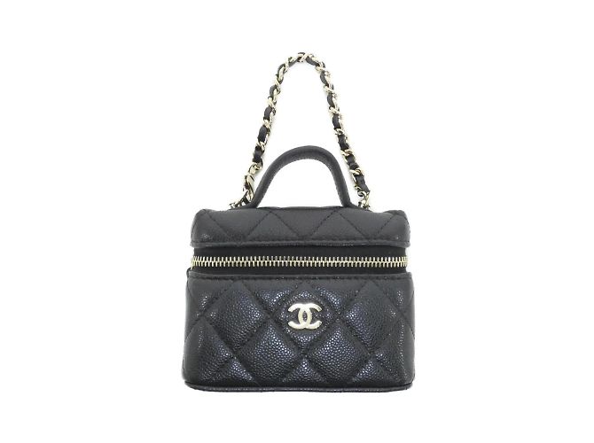 Charm per borsa in pelle nera Chanel AP4897 Nero