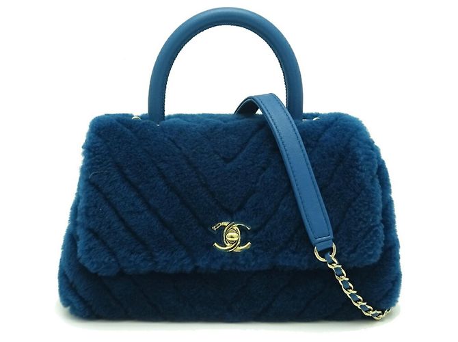 Borsa a spalla Chanel Stitch Coco Handle (XS), Donna, Mouton, Blu