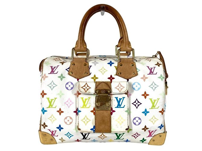 Borsa Boston Mini Speedy 30 Monogram Multicolore Louis Vuitton Bianco