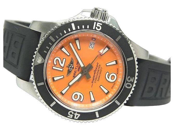 BREITLING Superocean Automatic 42 orange Dial Mens Silvery
