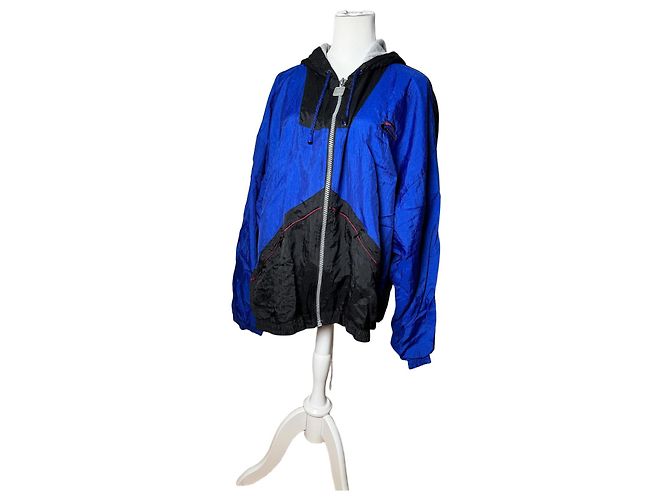 Vintage Givenchy Windbreaker Jacket L Blue Black
