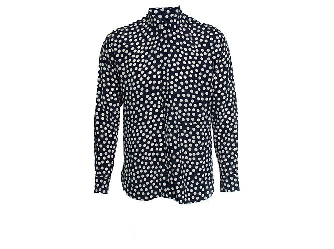 Camicia a pois blu e bianchi Saint Laurent Bianco