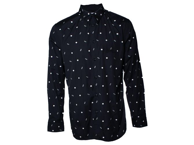 Camicia in cotone nero ricamata con labbra Givenchy