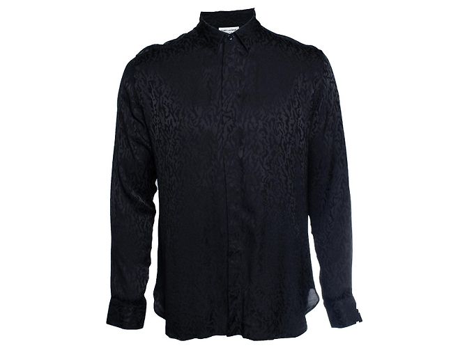 Camicia in jacquard nero stampata Saint Laurent