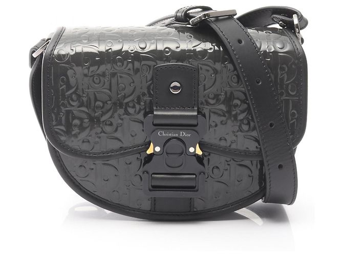 Christian Dior Saddle Messenger Patent Leather Schwarz
