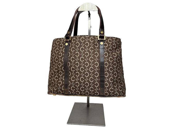 Triomphe Céline Sac à main vintage Celine Paris monogramme marron beige